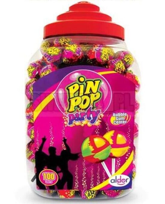 Lollipops filled with chewing gum Pin Pop Party 100 pcs. x 18 gr.